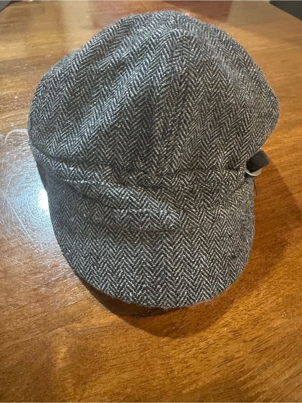 Herringbone Newsboy Cap in Charcoal Gray